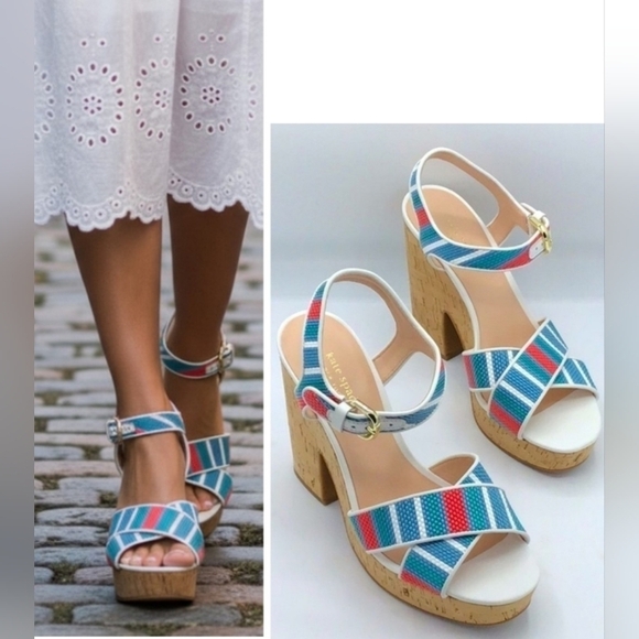 kate spade Shoes - Kate Spade Grace Striped Raffia Platforms Size 9.5B..
